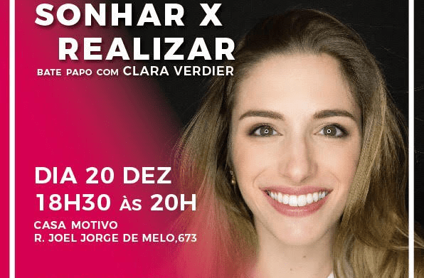 Clara Verdier participa de bate-papo sobre realização de sonhos nesta quinta&nbsp;(20)