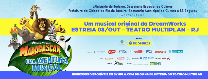 Após grande sucesso em São Paulo, “Madagascar, uma aventura musical” chega ao Rio a partir de&nbsp;08/out.